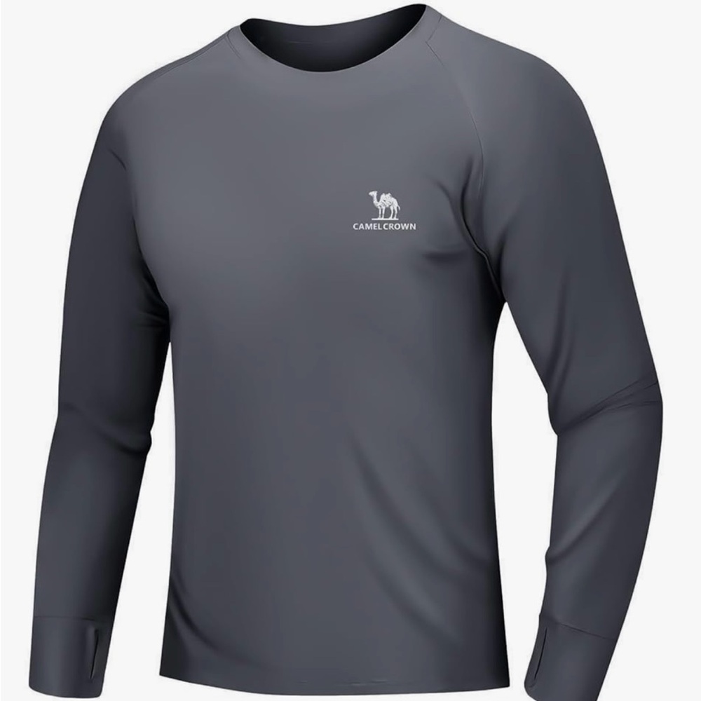 NWT CAMEL CROWN Mens Sun Tops UPF 50+ Long Sleeve Swim Top UV Sun Protection